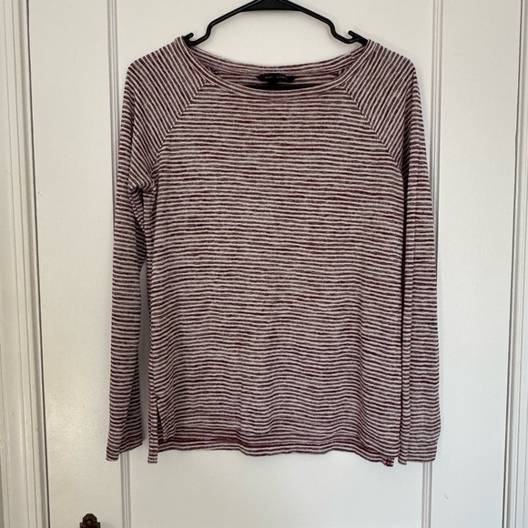 Banana Republic Tops - Banana Republic Striped Long Sleeve Top - Maroon and White